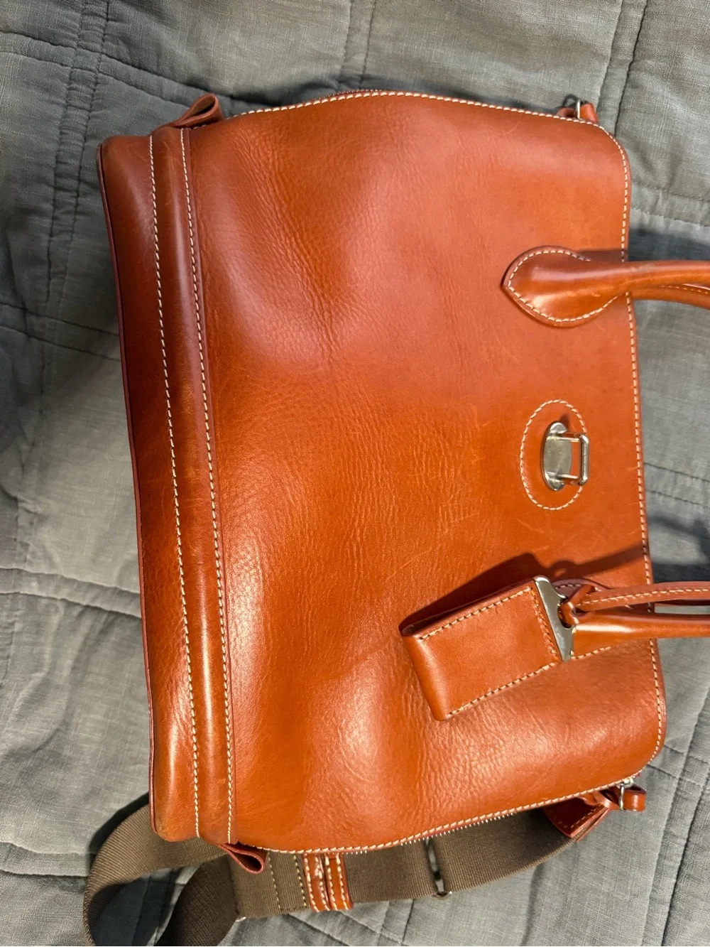 Dooney & Bourke Cognac Brown Leather Satchel